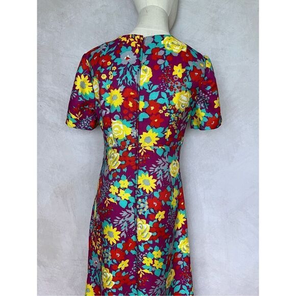 Vintage Mod Flower Power Maxi 1970s Dress - Picture 6 of 7